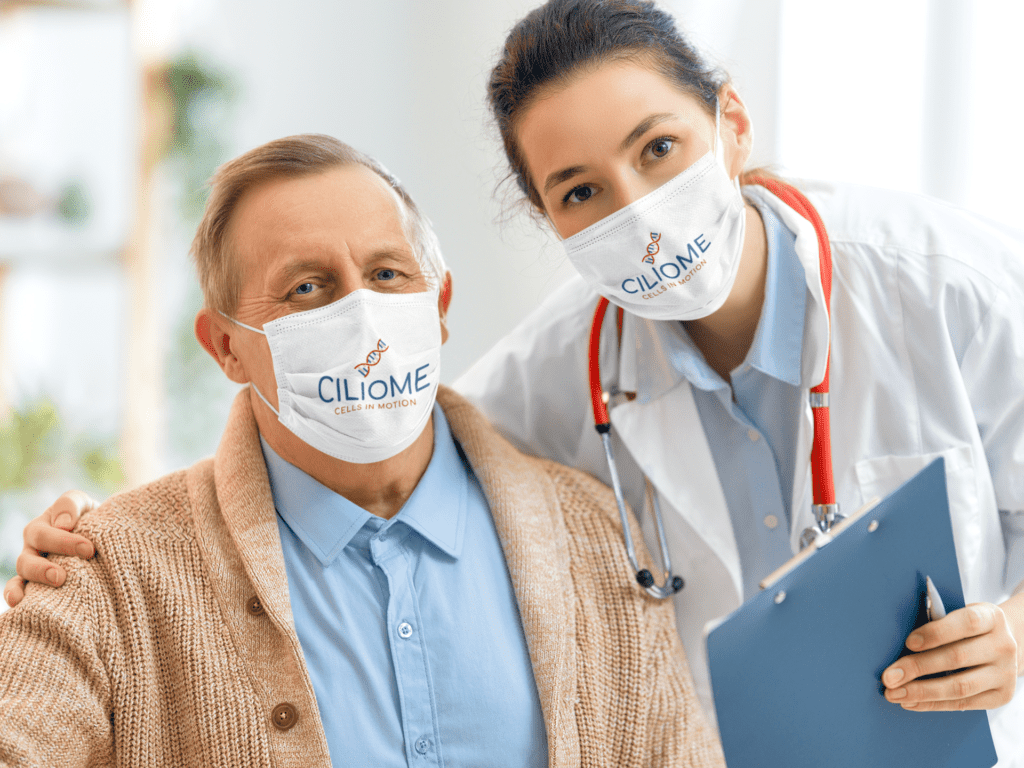face mask mockup featuring a female doctor with her elderly patient 44270 r el2